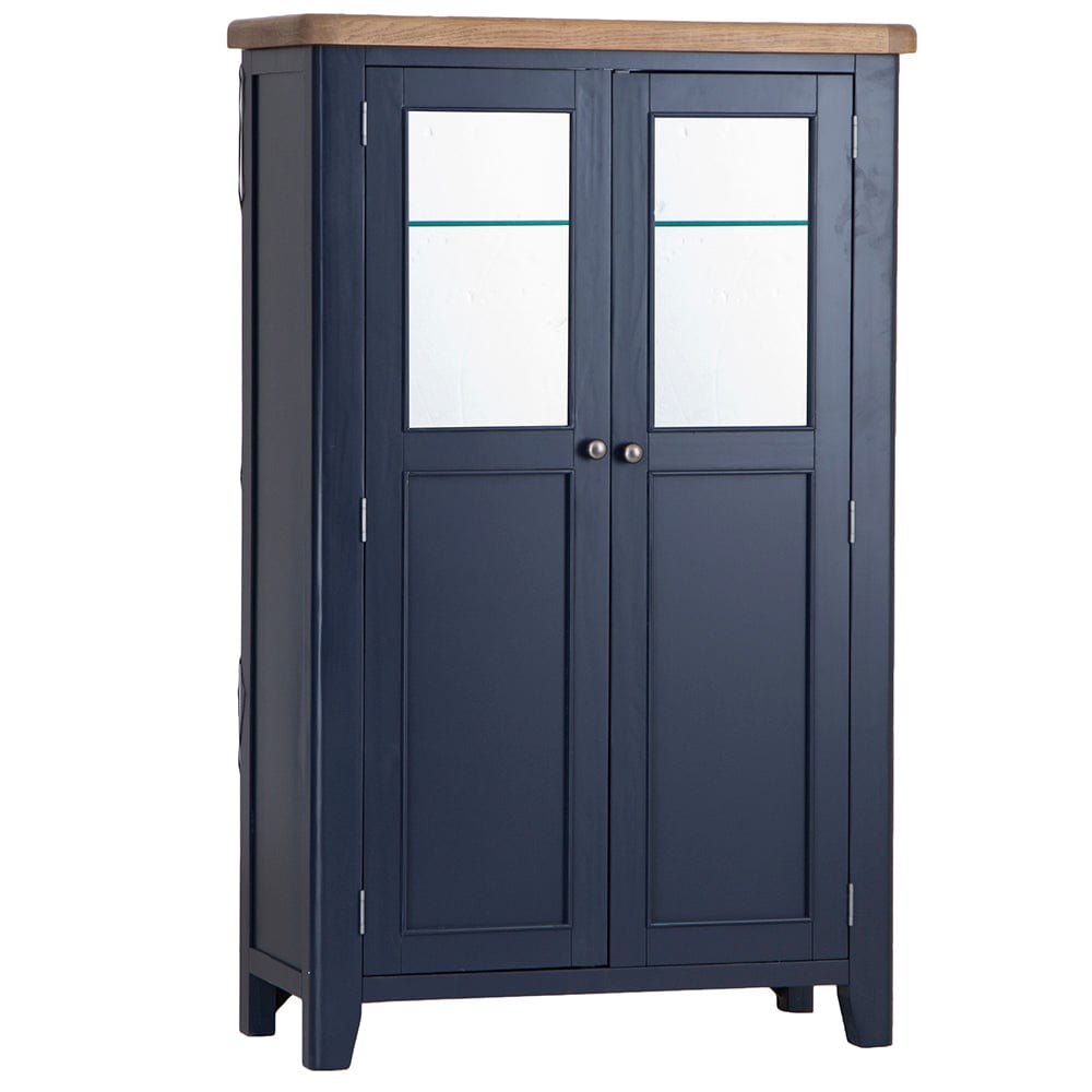 Wessex Smoked Oak Blue Painted Extra Large Tall Drinks Cabinet