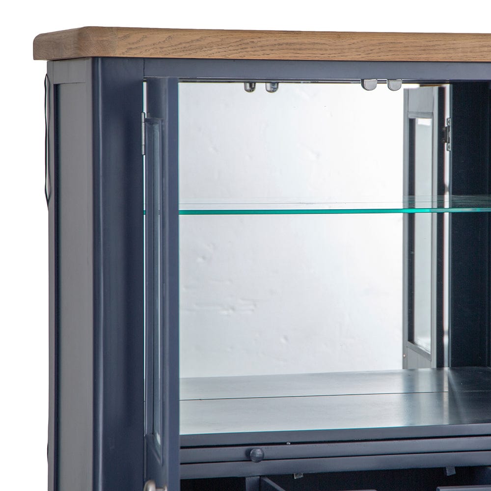 Wessex Smoked Oak Blue Painted Extra Large Tall Drinks Cabinet