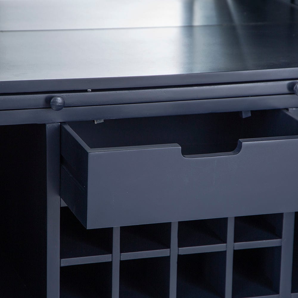 Wessex Smoked Oak Blue Painted Extra Large Tall Drinks Cabinet