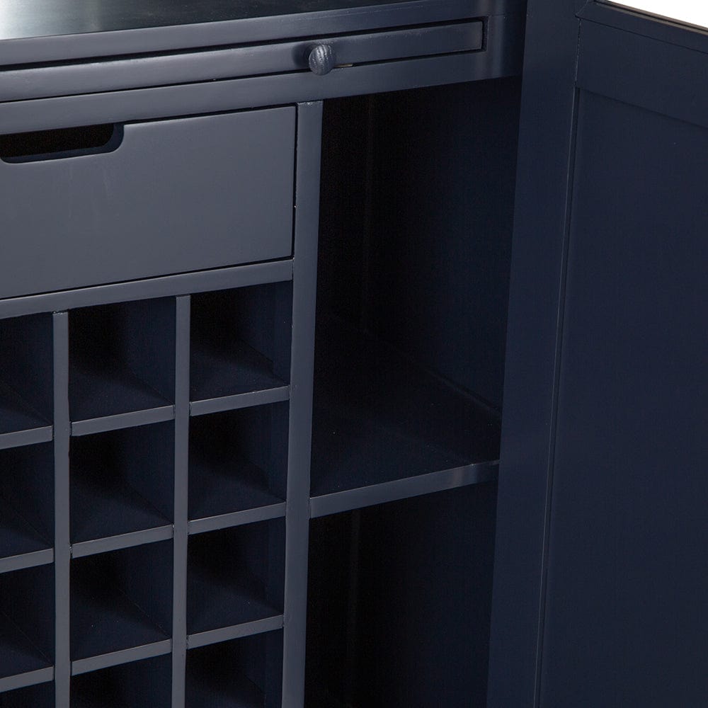 Wessex Smoked Oak Blue Painted Extra Large Tall Drinks Cabinet