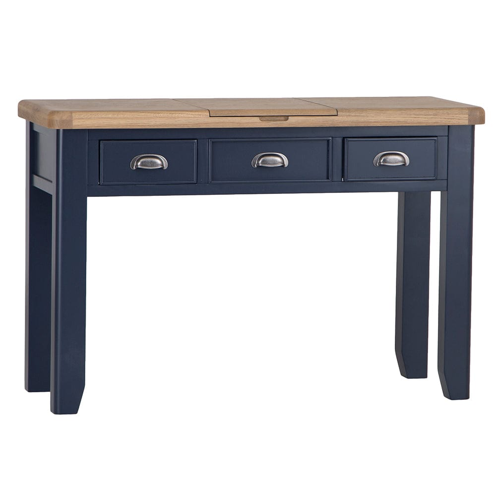Wessex Smoked Oak Blue Painted Dressing Table With Mirror