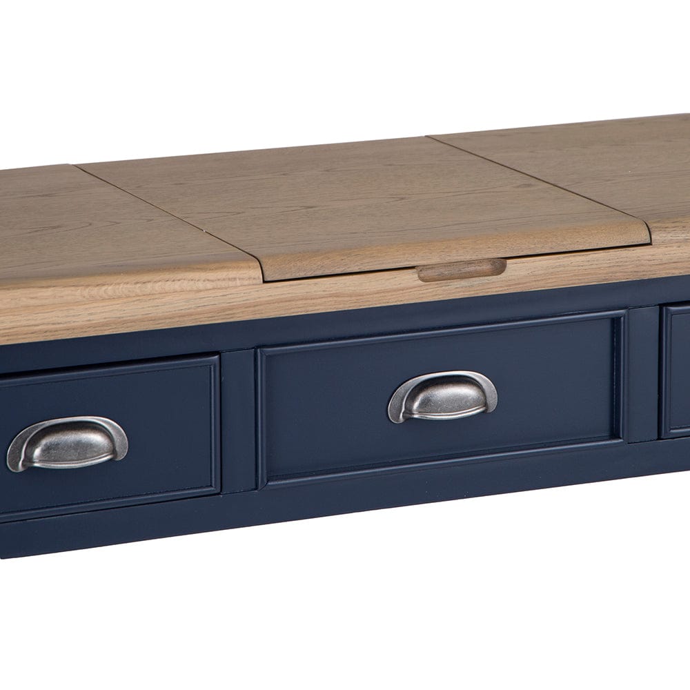 Wessex Smoked Oak Blue Painted Dressing Table With Mirror