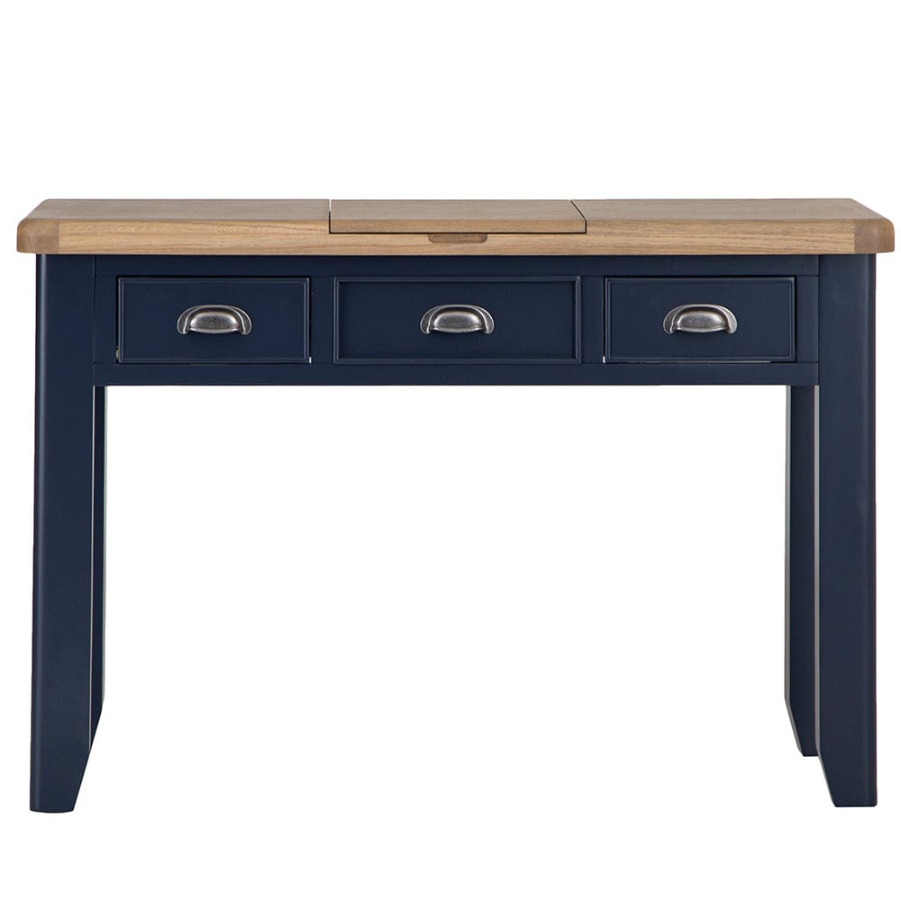 Wessex Smoked Oak Blue Painted Dressing Table With Mirror