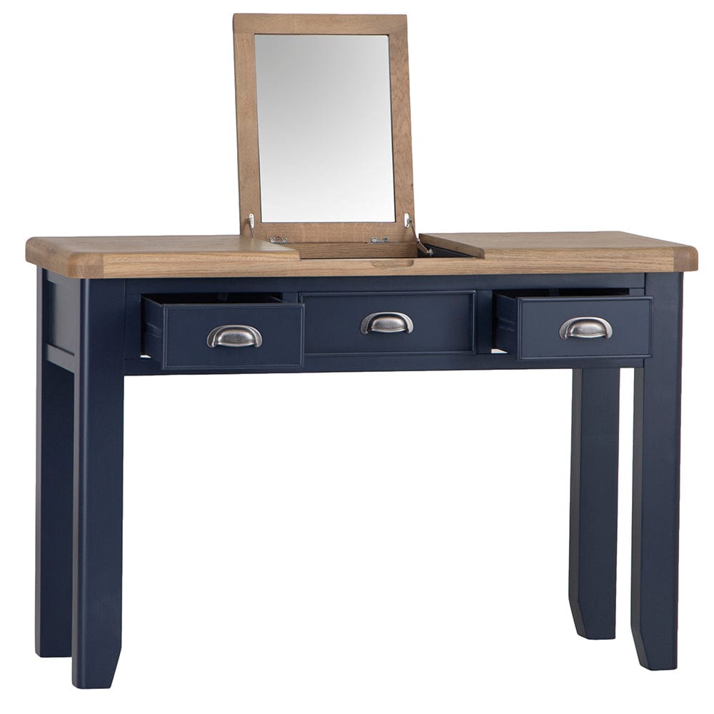 Wessex Smoked Oak Blue Painted Dressing Table With Mirror