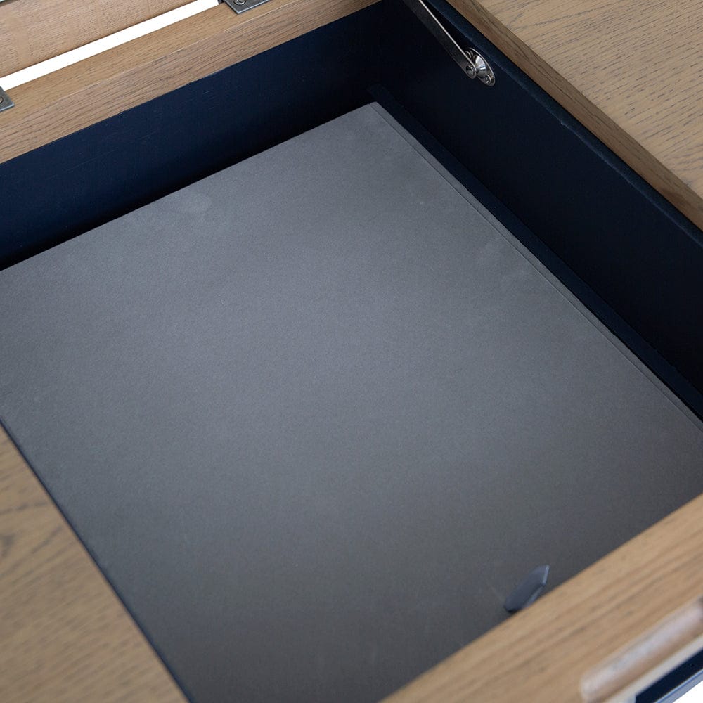 Wessex Smoked Oak Blue Painted Dressing Table With Mirror