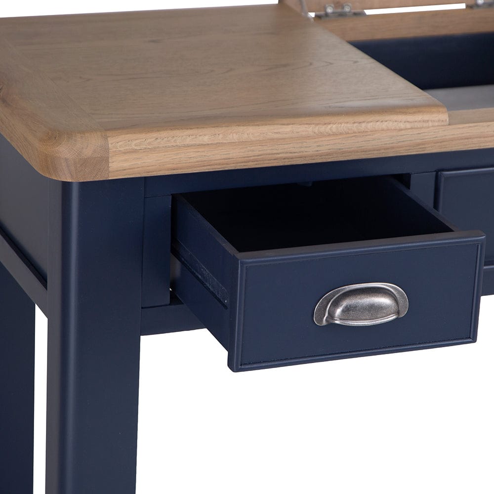 Wessex Smoked Oak Blue Painted Dressing Table With Mirror