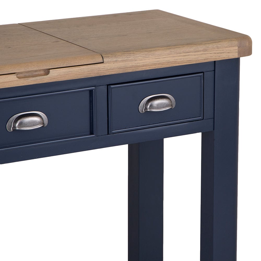 Wessex Smoked Oak Blue Painted Dressing Table With Mirror