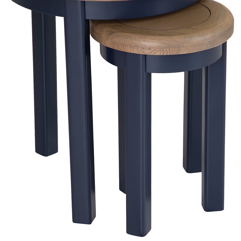 Wessex Smoked Oak Blue Painted Round Nest of Tables