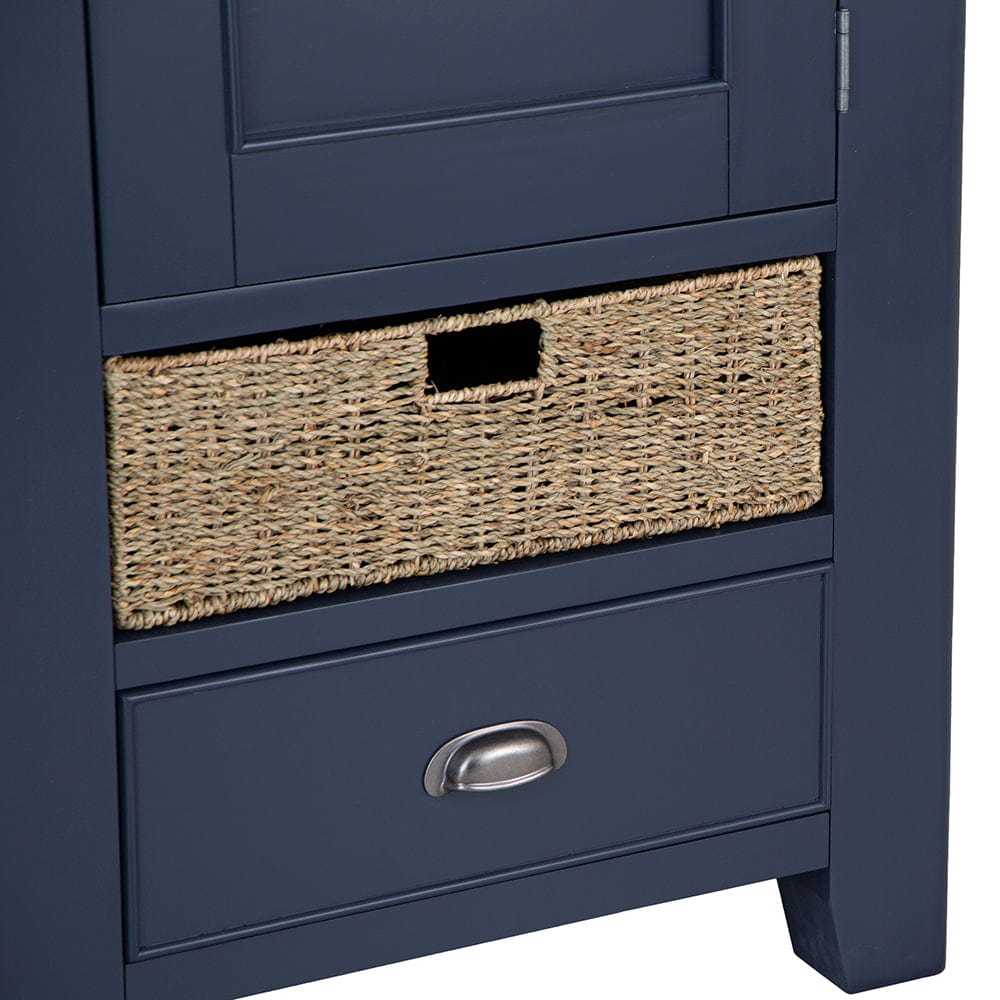 Wessex Smoked Oak Blue Painted Slim Larder Cupboard