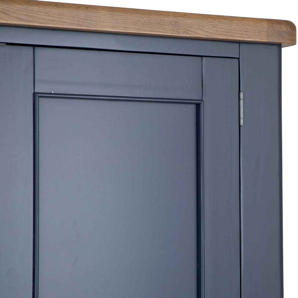 Wessex Smoked Oak Blue Painted Slim Larder Cupboard