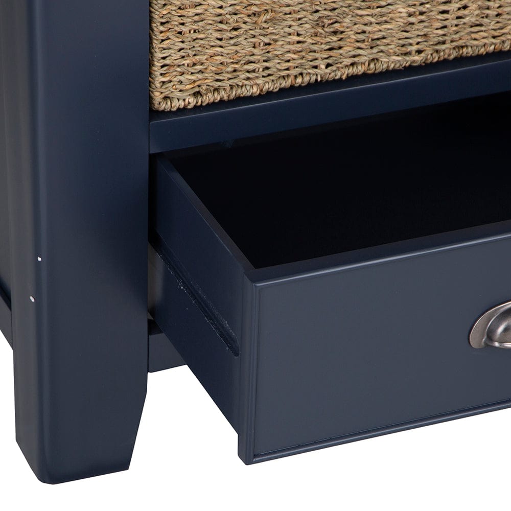 Wessex Smoked Oak Blue Painted Slim Larder Cupboard