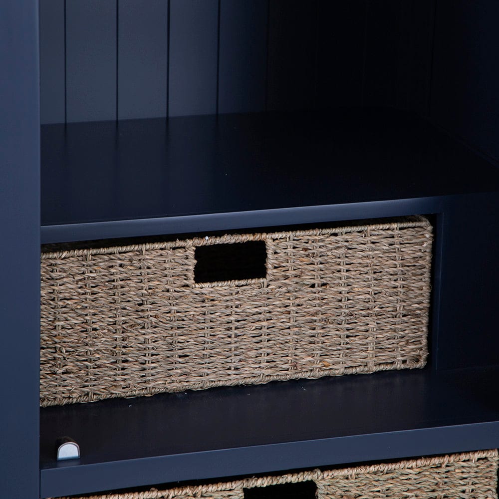 Wessex Smoked Oak Blue Painted Slim Larder Cupboard