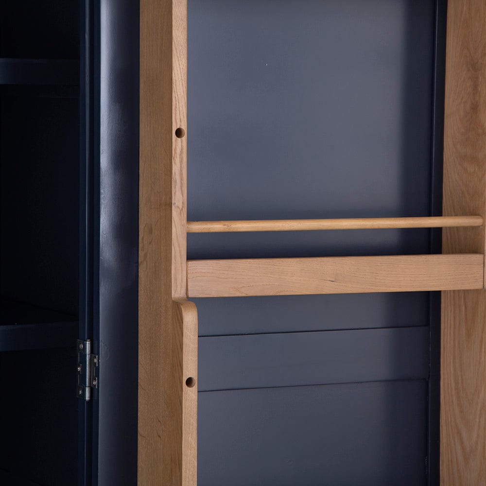 Wessex Smoked Oak Blue Painted Slim Larder Cupboard