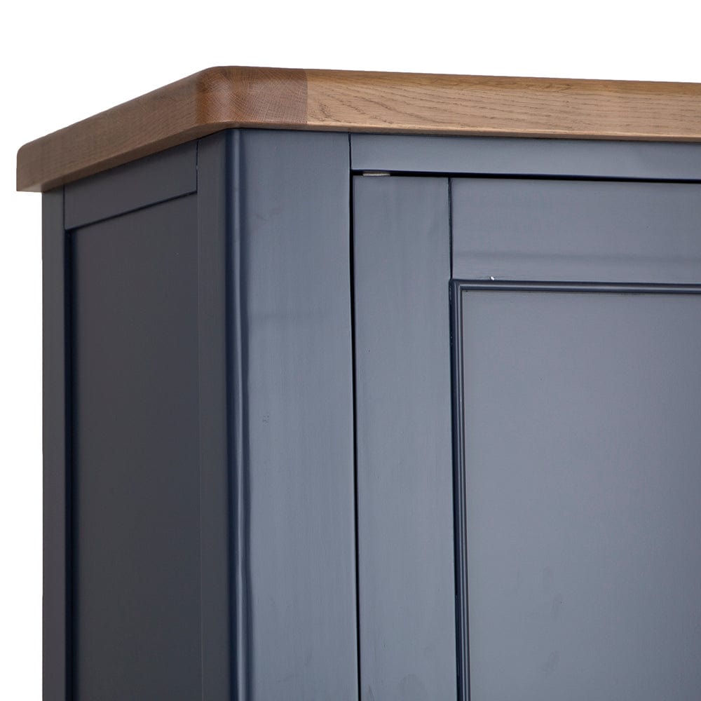 Wessex Smoked Oak Blue Painted Slim Larder Cupboard