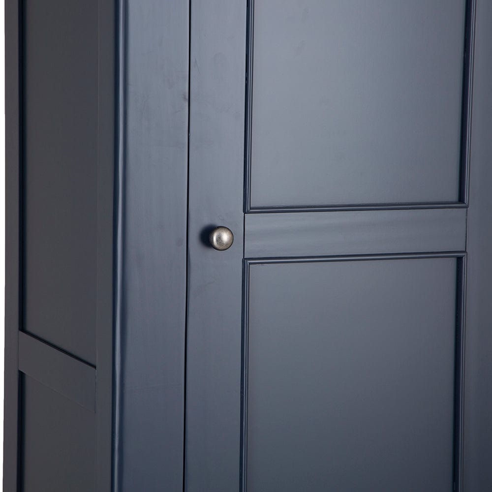 Wessex Smoked Oak Blue Painted Slim Larder Cupboard