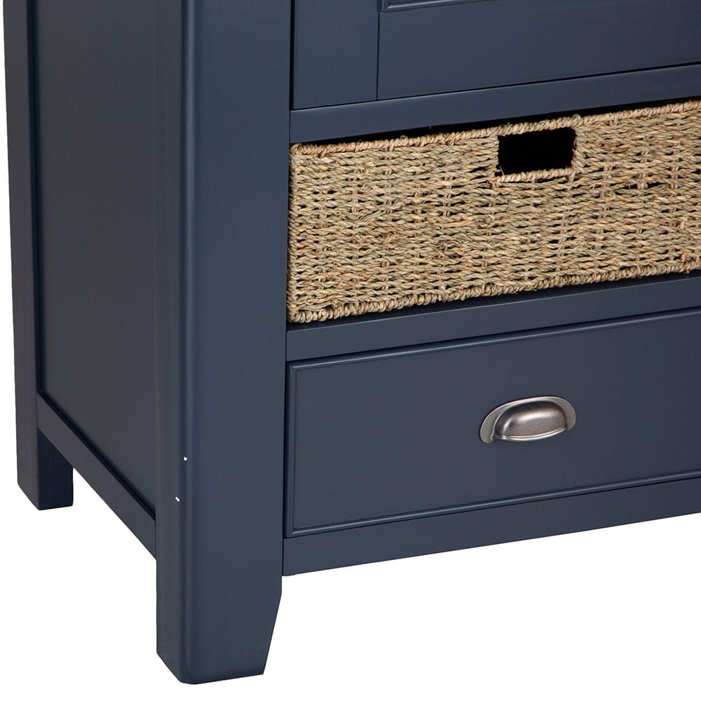 Wessex Smoked Oak Blue Painted Slim Larder Cupboard