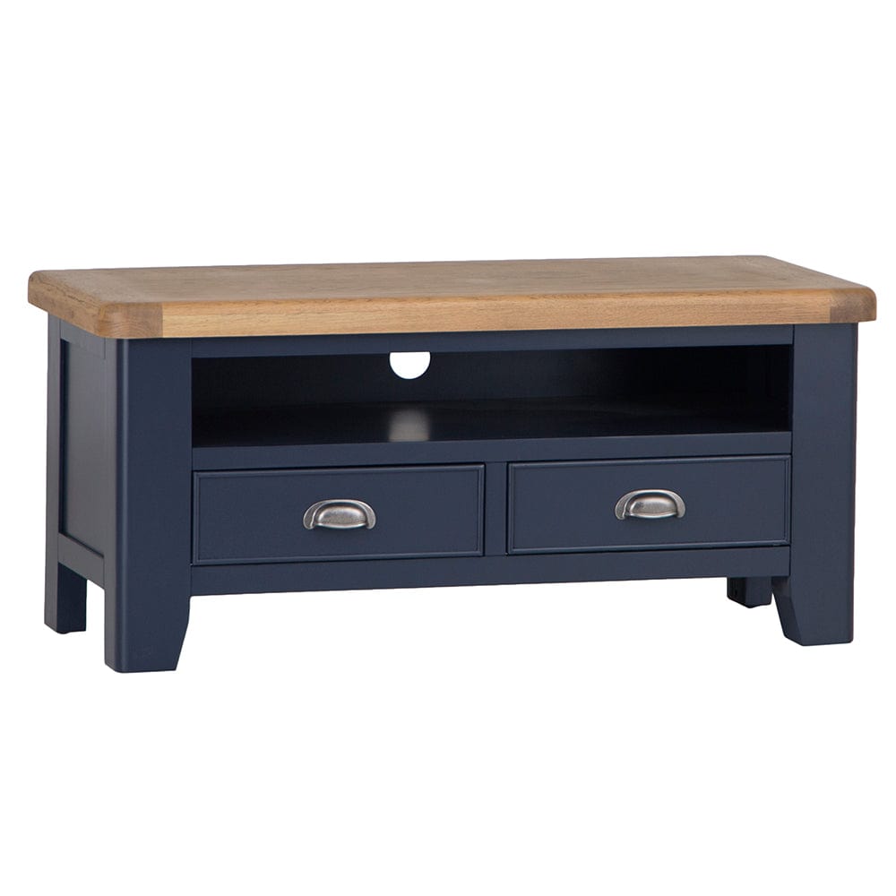 Wessex Smoked Oak Blue Painted TV Unit