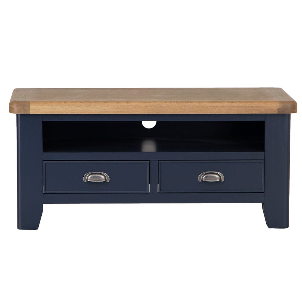 Wessex Smoked Oak Blue Painted TV Unit