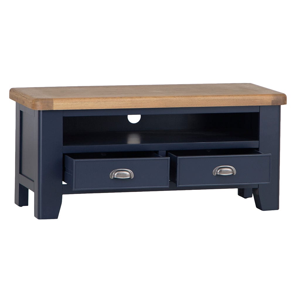 Wessex Smoked Oak Blue Painted TV Unit