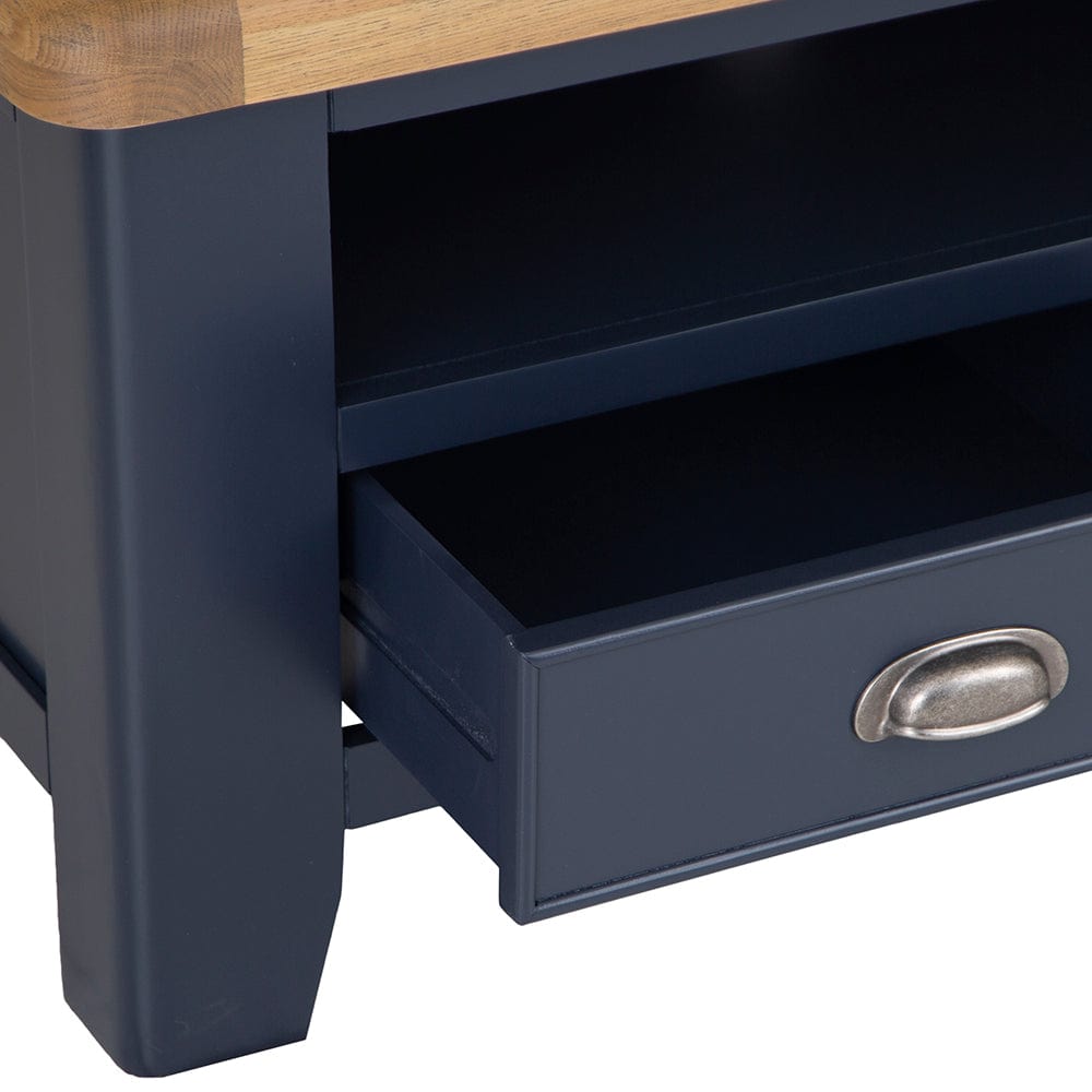 Wessex Smoked Oak Blue Painted TV Unit