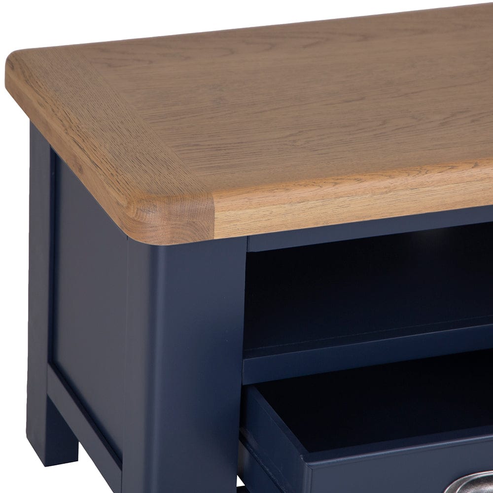 Wessex Smoked Oak Blue Painted TV Unit