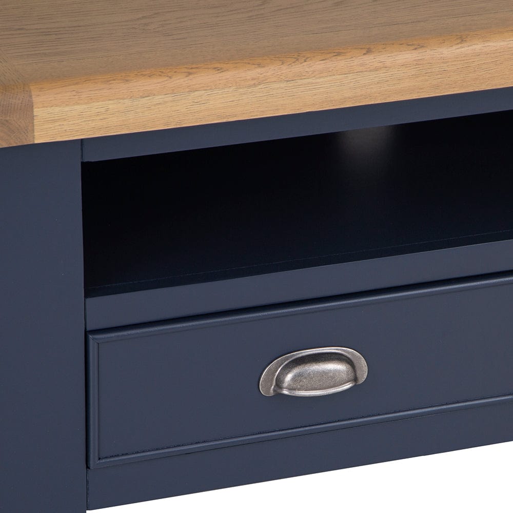 Wessex Smoked Oak Blue Painted TV Unit