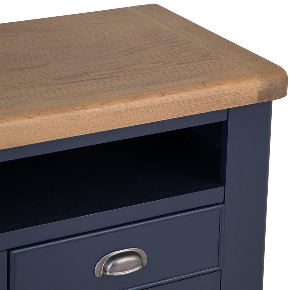 Wessex Smoked Oak Blue Painted TV Unit
