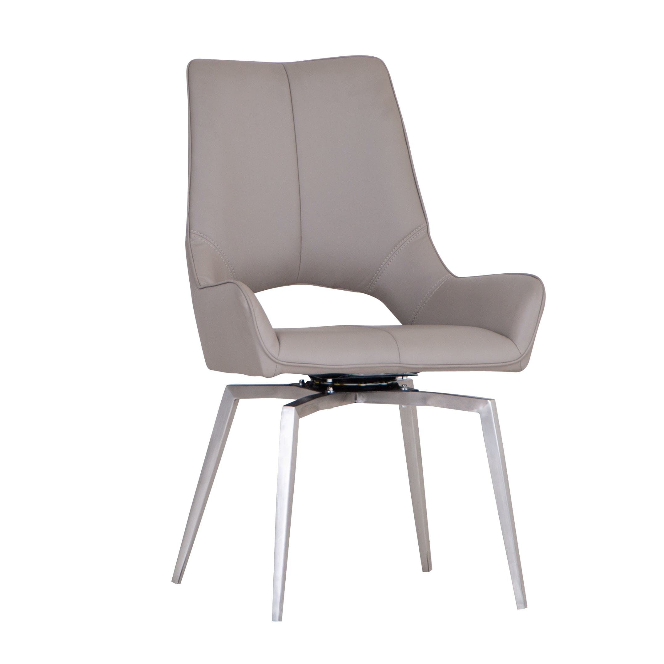 Milan Chrome Taupe Swivel Dining Chair
