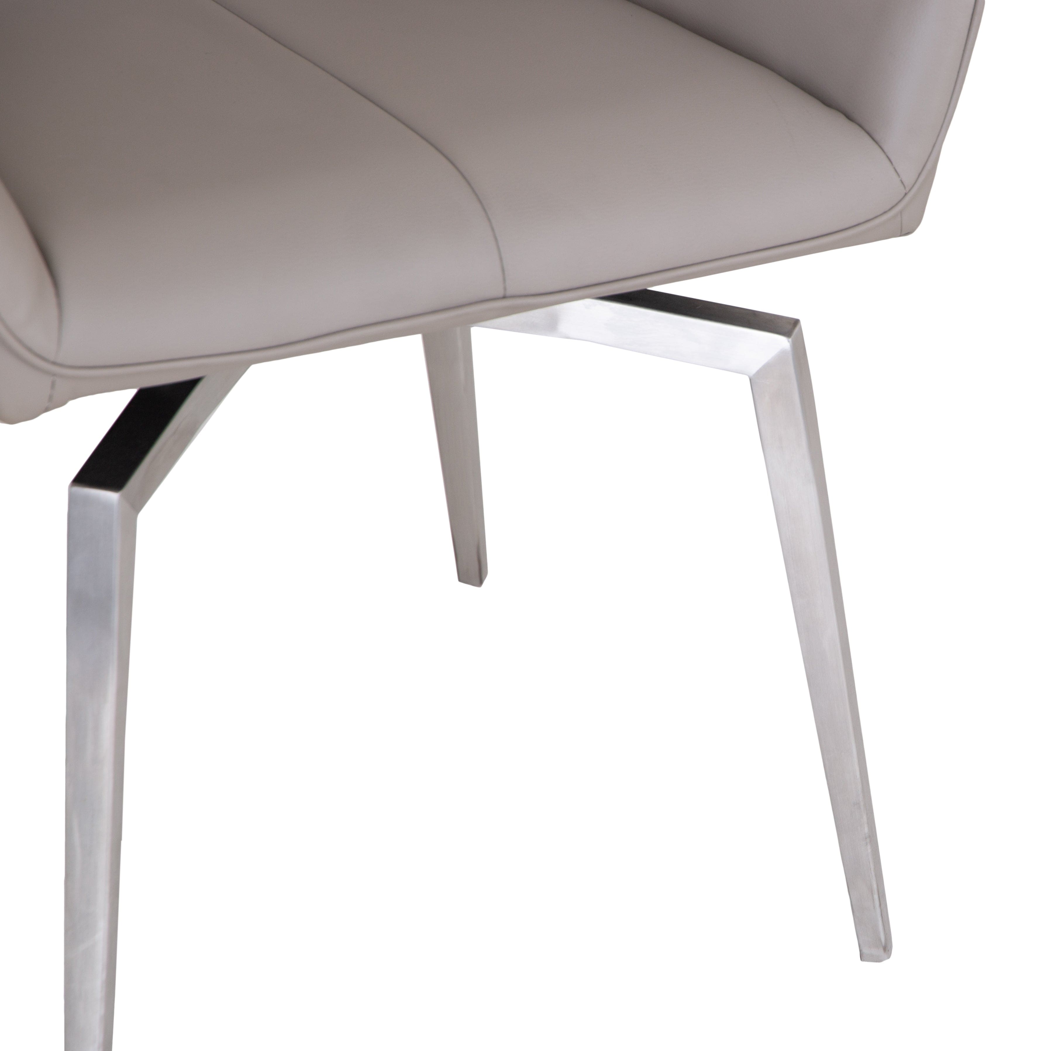 Milan Chrome Taupe Swivel Dining Chair