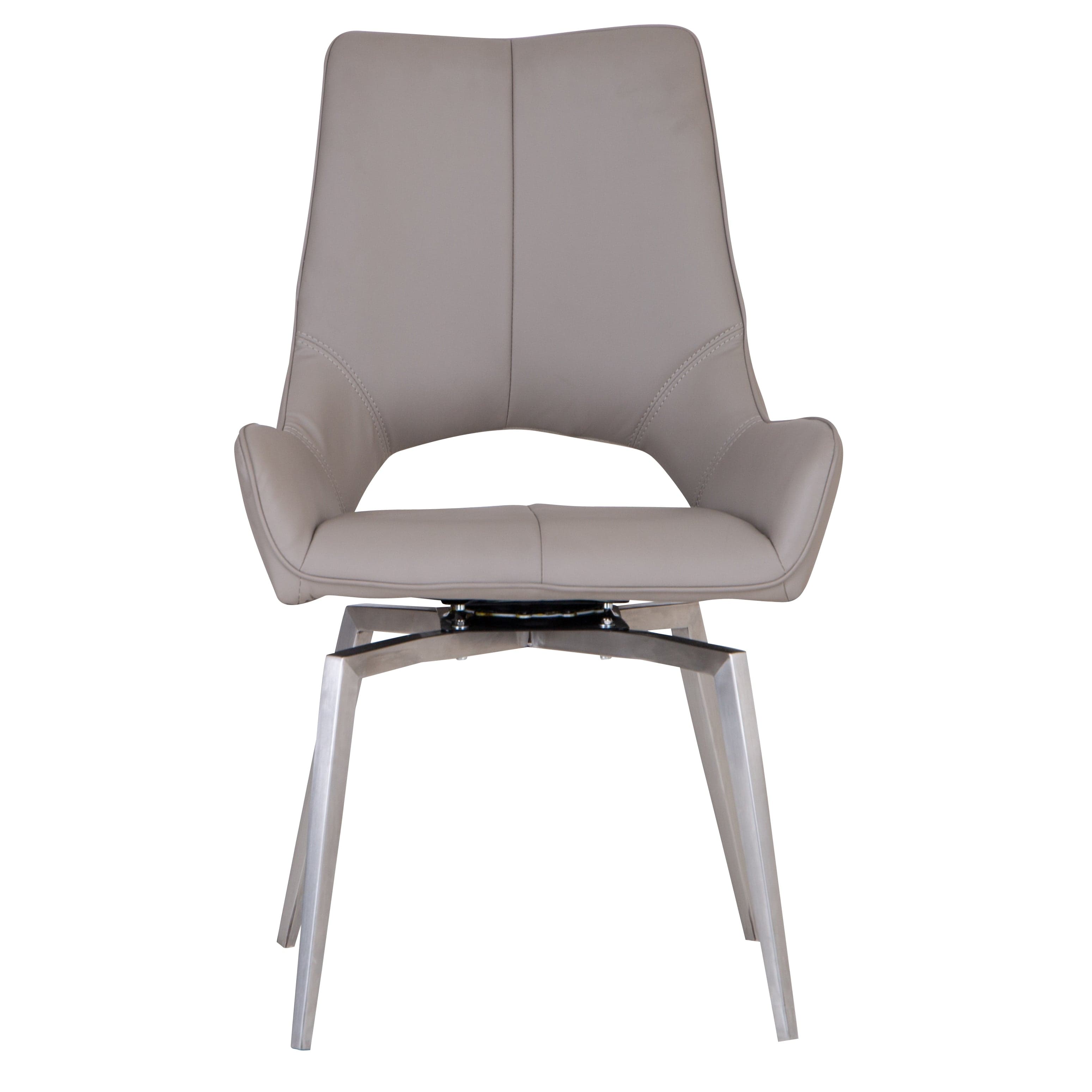Milan Chrome Taupe Swivel Dining Chair