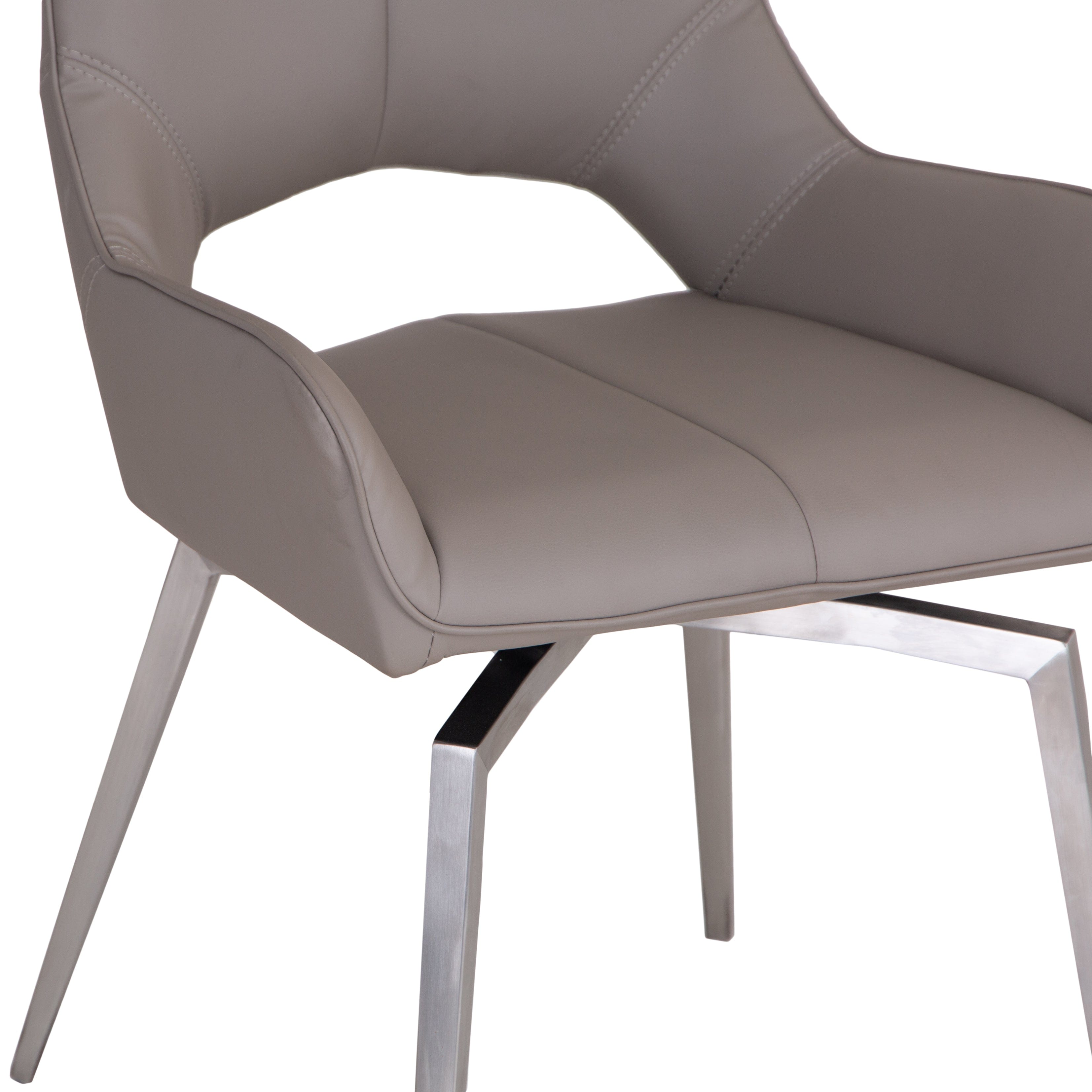 Milan Chrome Taupe Swivel Dining Chair