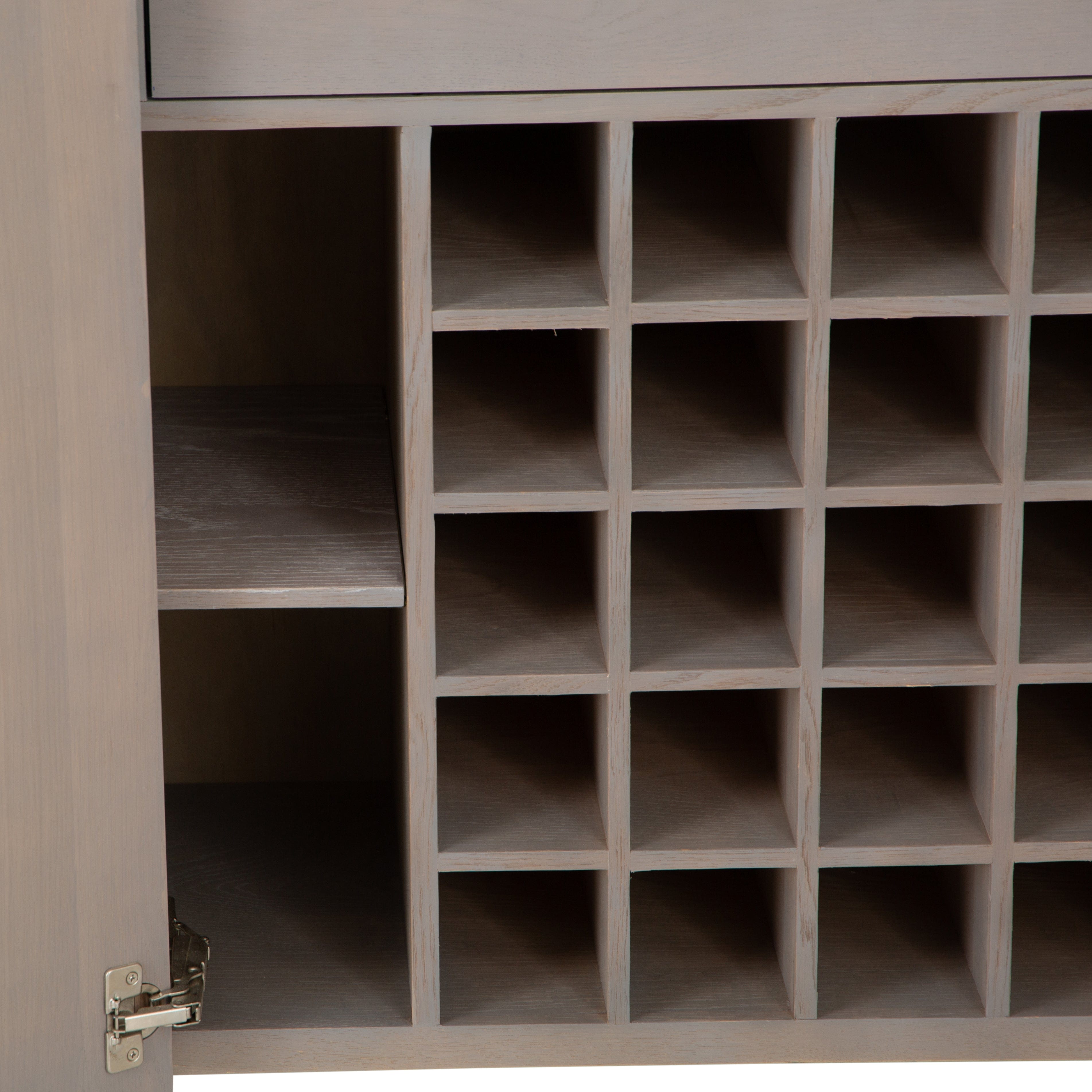 Milan Chrome & Oak Glass Drinks Cabinet