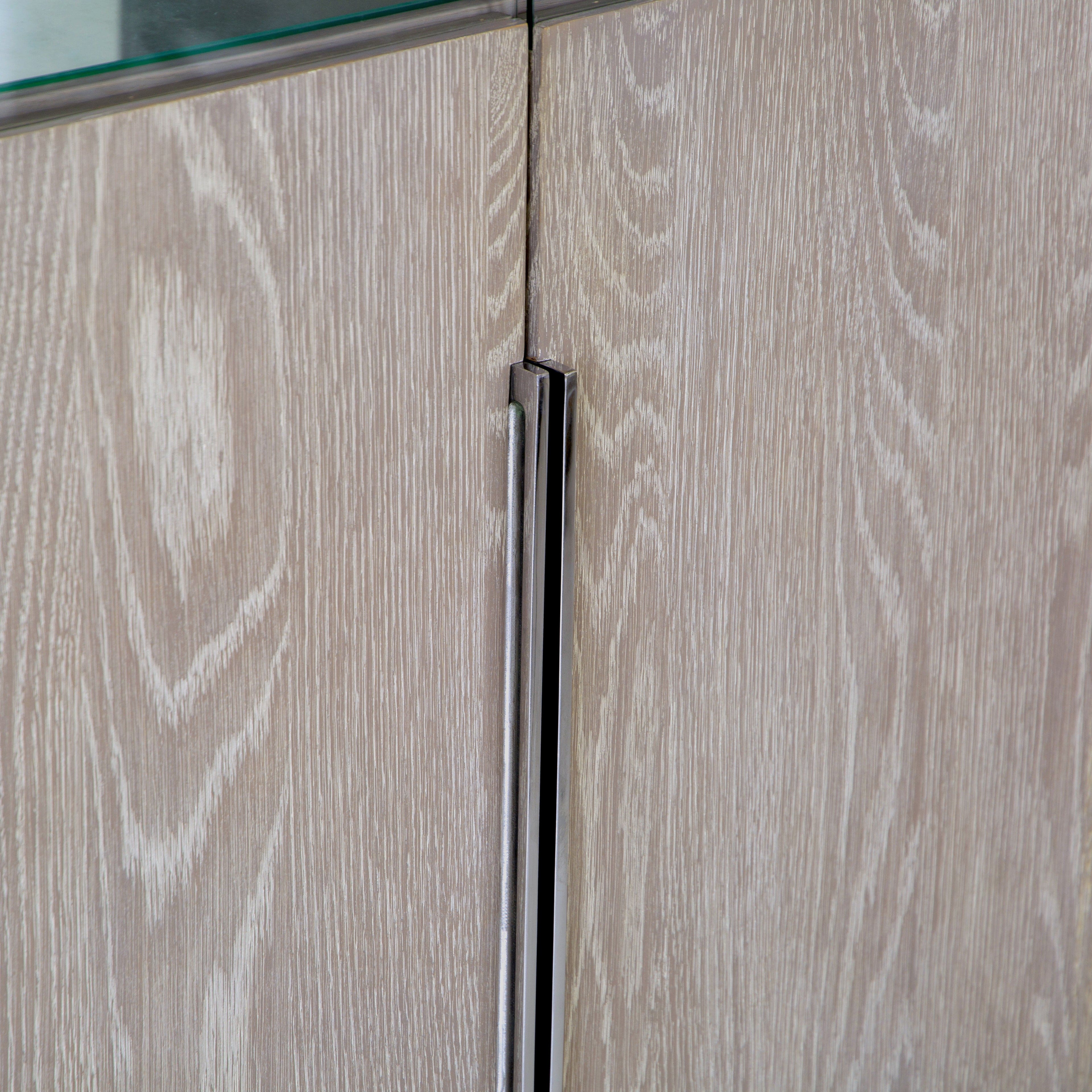 Milan Chrome & Oak Glass Drinks Cabinet