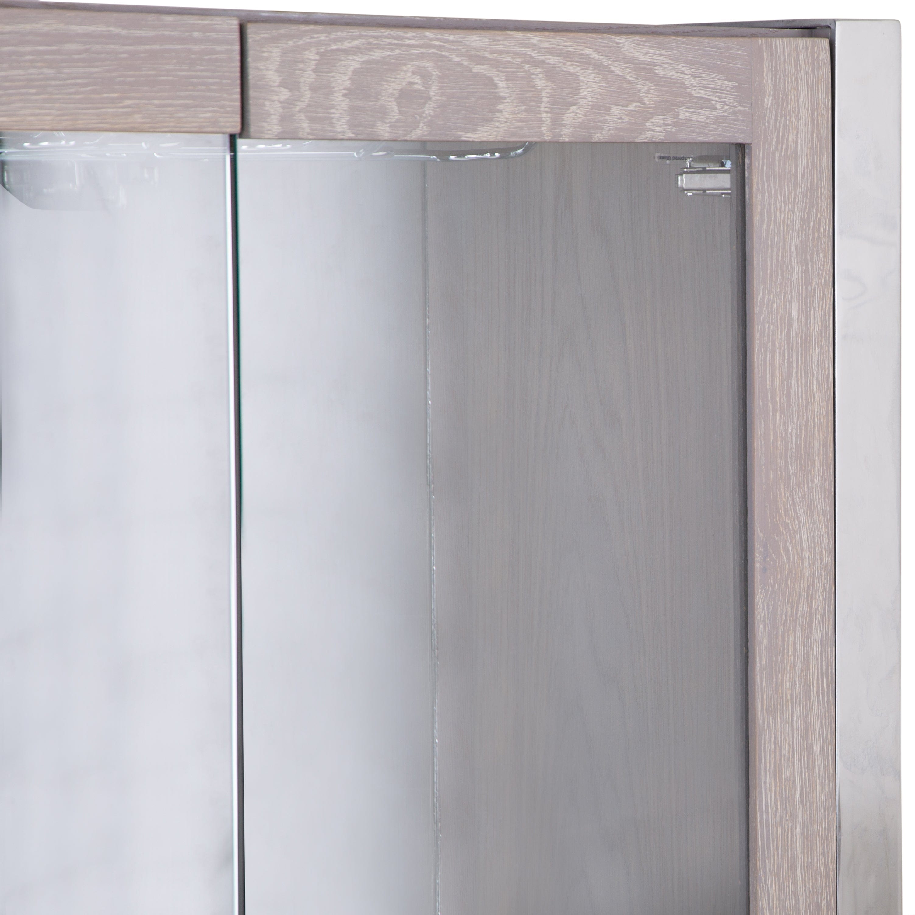Milan Chrome & Oak Glass Drinks Cabinet