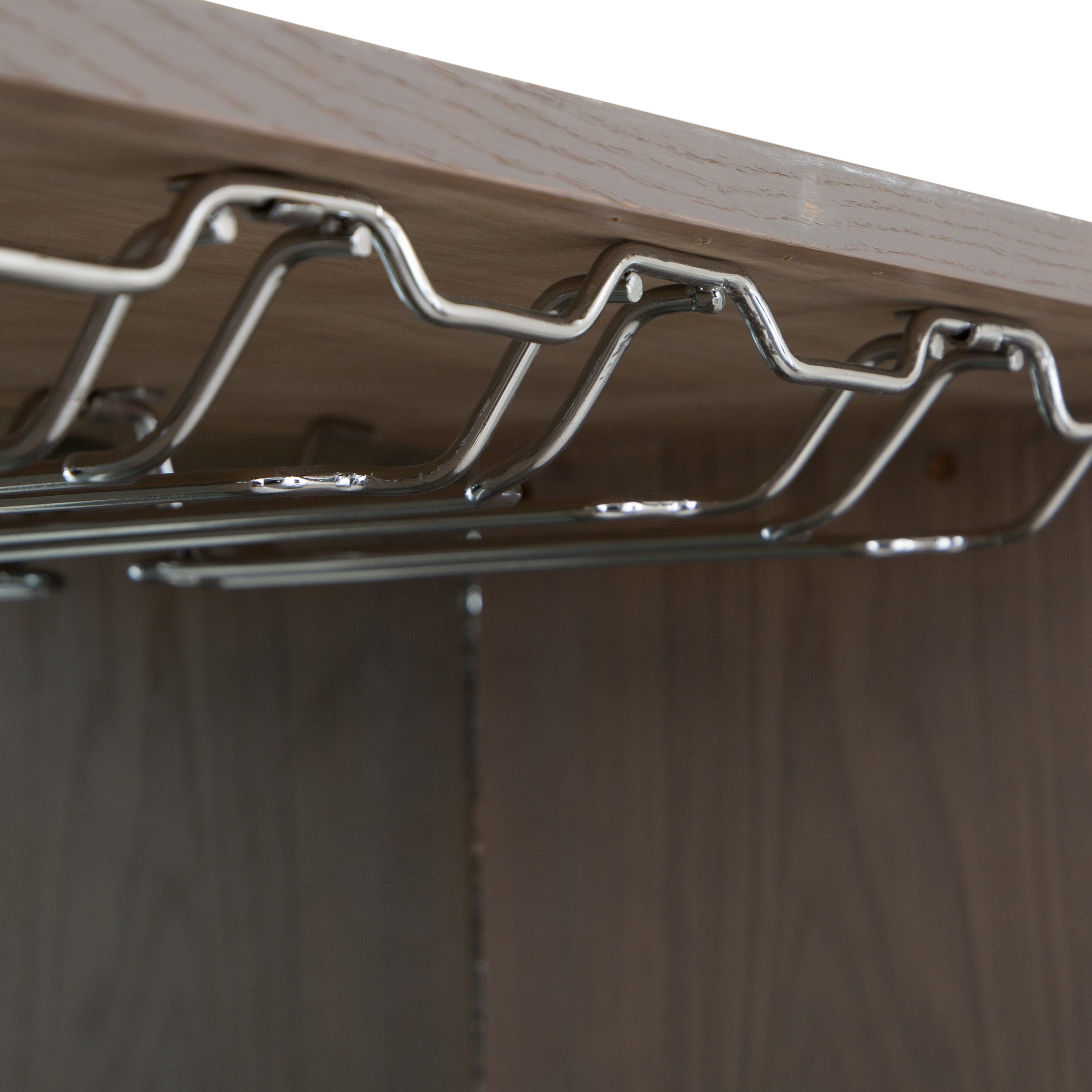 Milan Chrome & Oak Glass Drinks Cabinet