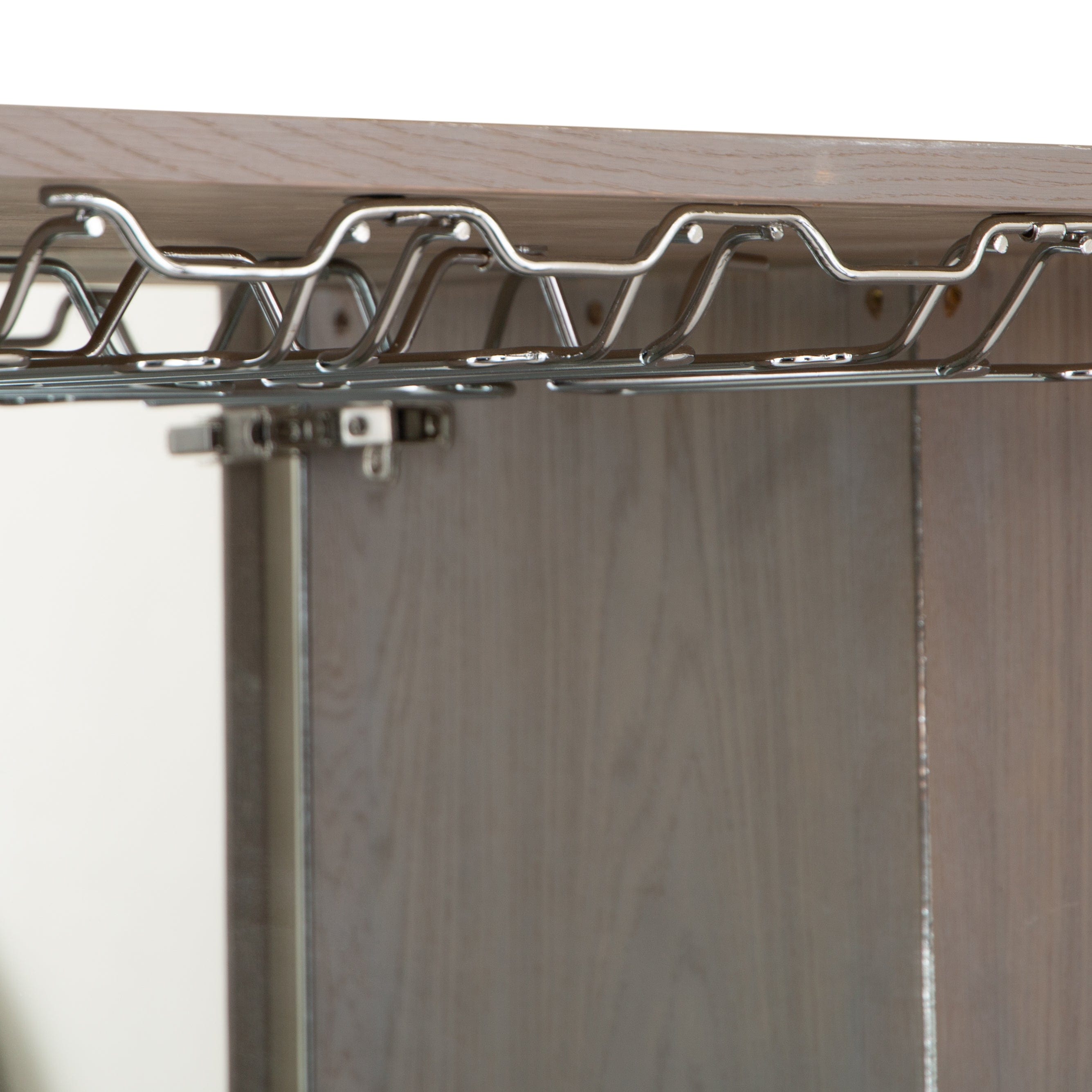 Milan Chrome & Oak Glass Drinks Cabinet