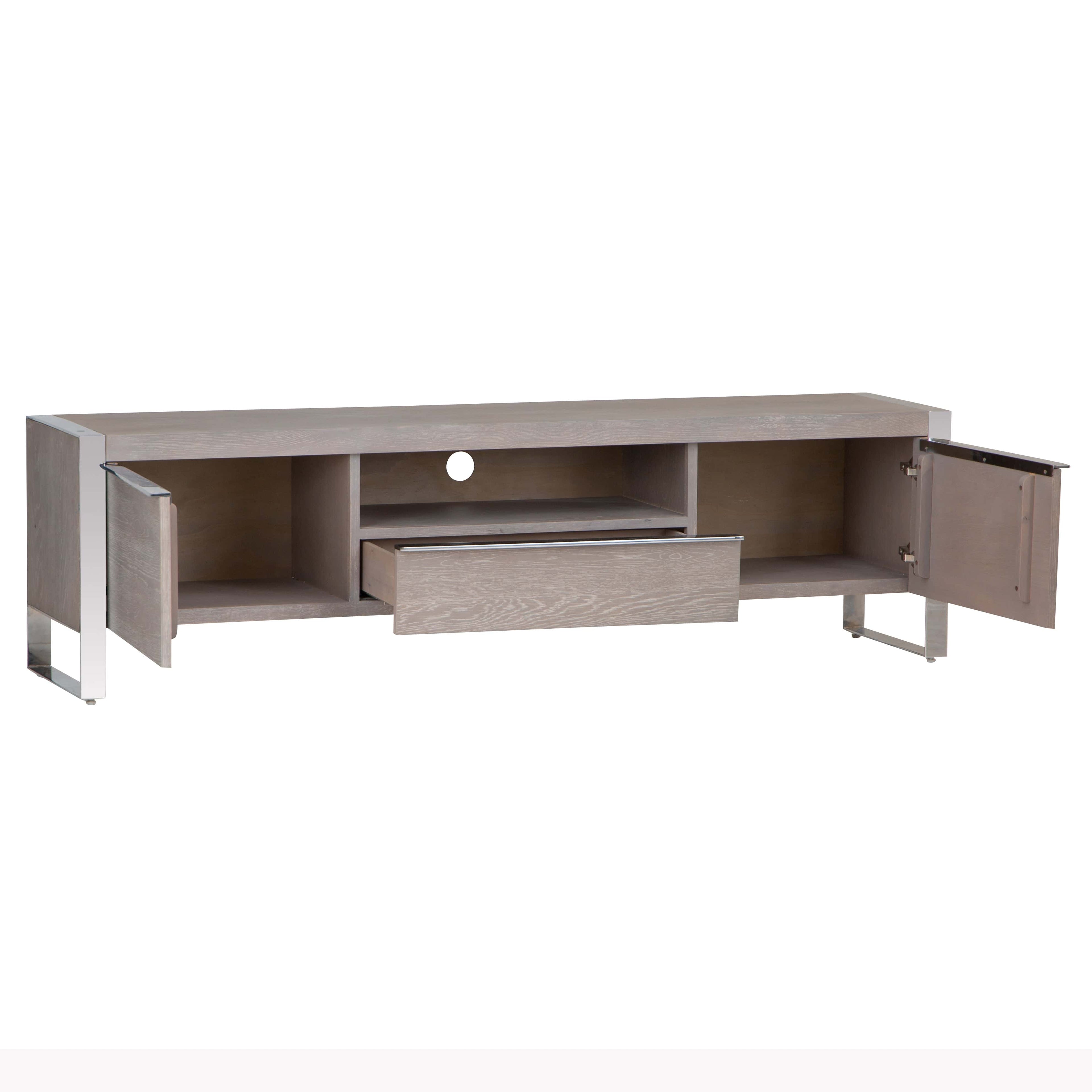 Milan Chrome & Oak Large TV Unit