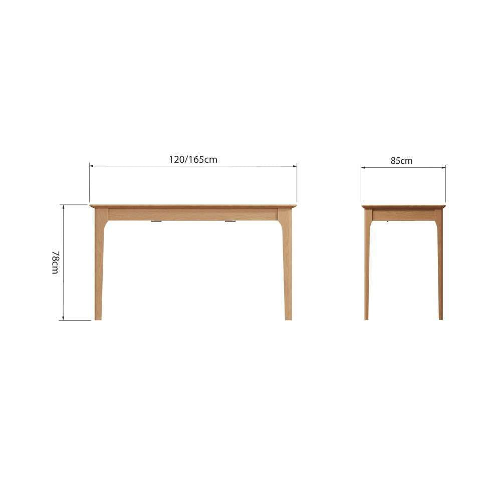 Bergen Oak 1.2m Butterfly Extending Dining Table