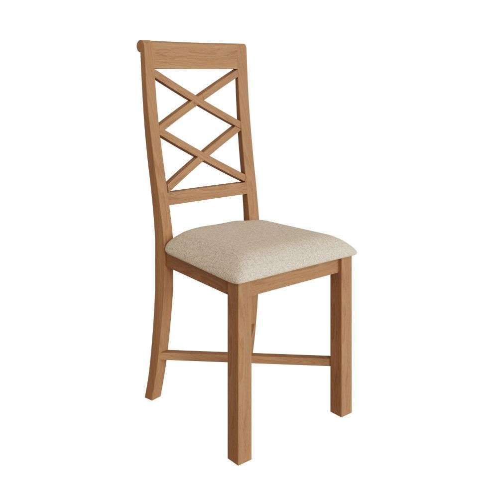 Bergen Oak Cross Back Dining Chair with Fabric Seat