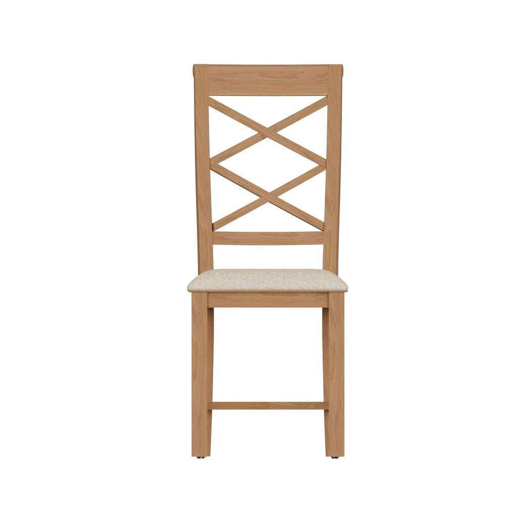 Bergen Oak Cross Back Dining Chair with Fabric Seat