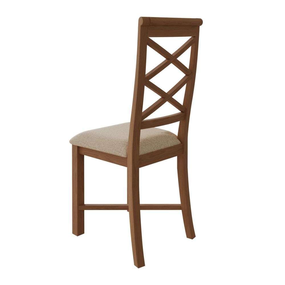 Bergen Oak Cross Back Dining Chair with Fabric Seat