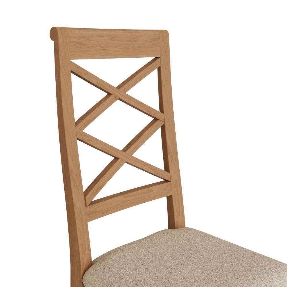 Bergen Oak Cross Back Dining Chair with Fabric Seat