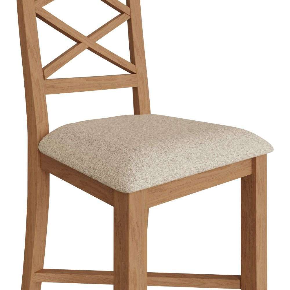 Bergen Oak Cross Back Dining Chair with Fabric Seat