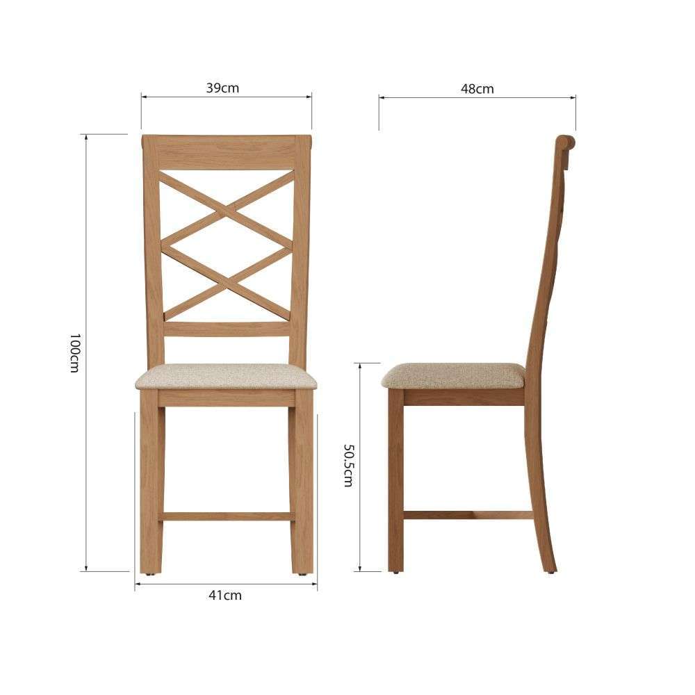 Bergen Oak Cross Back Dining Chair with Fabric Seat