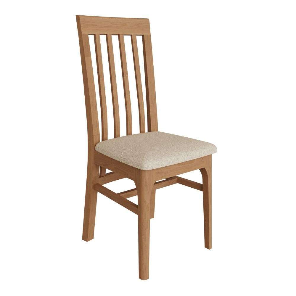 Bergen Oak Rail Back Chair Fabric Seat