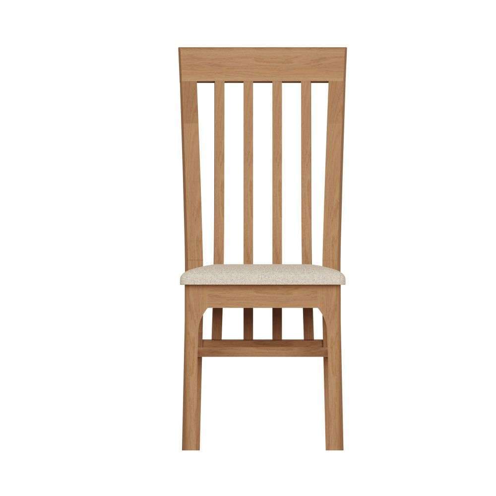Bergen Oak Rail Back Chair Fabric Seat