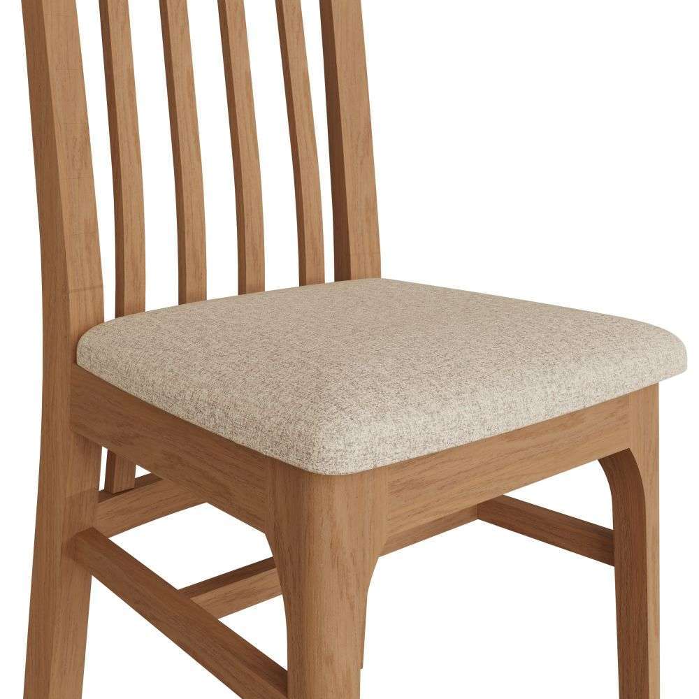 Bergen Oak Rail Back Chair Fabric Seat
