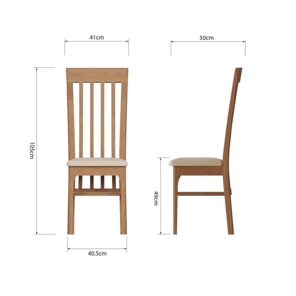 Bergen Oak Rail Back Chair Fabric Seat