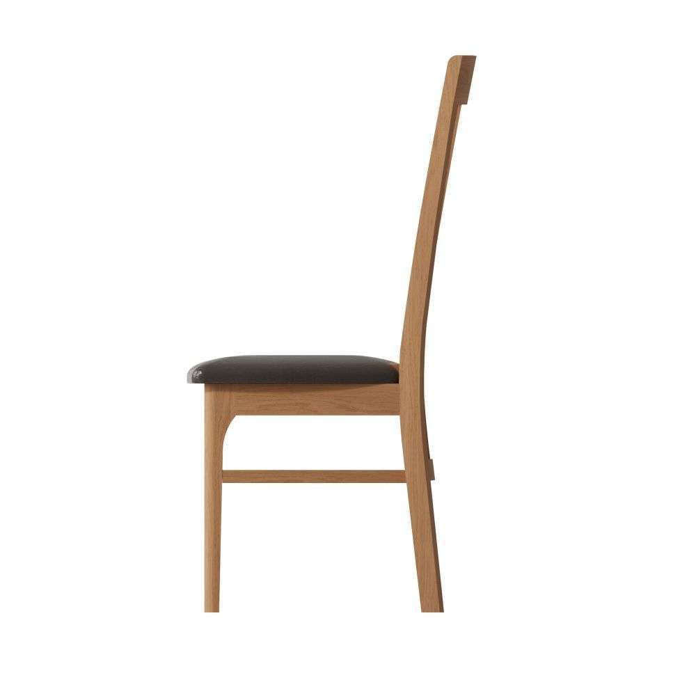 Bergen Oak Rail Back Chair Faux Leather Seat