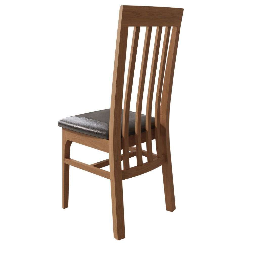 Bergen Oak Rail Back Chair Faux Leather Seat